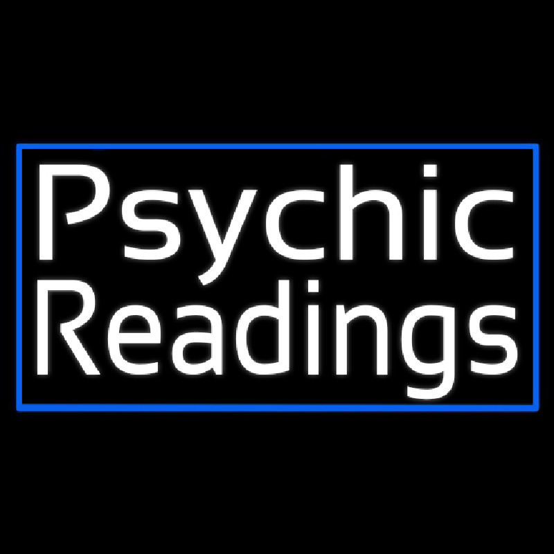 White Psychic Readings With Blue Border Neonkyltti