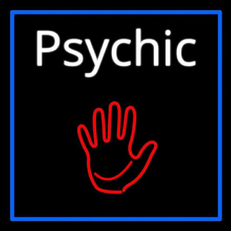 White Psychic With Blue Border Neonkyltti