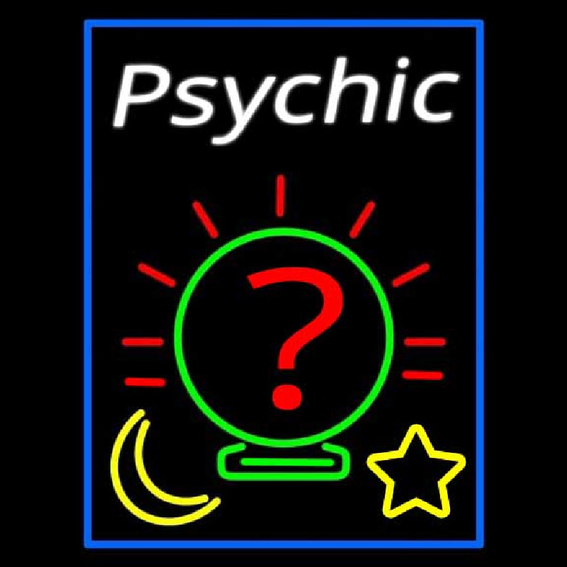 White Psychic With Blue Border Neonkyltti