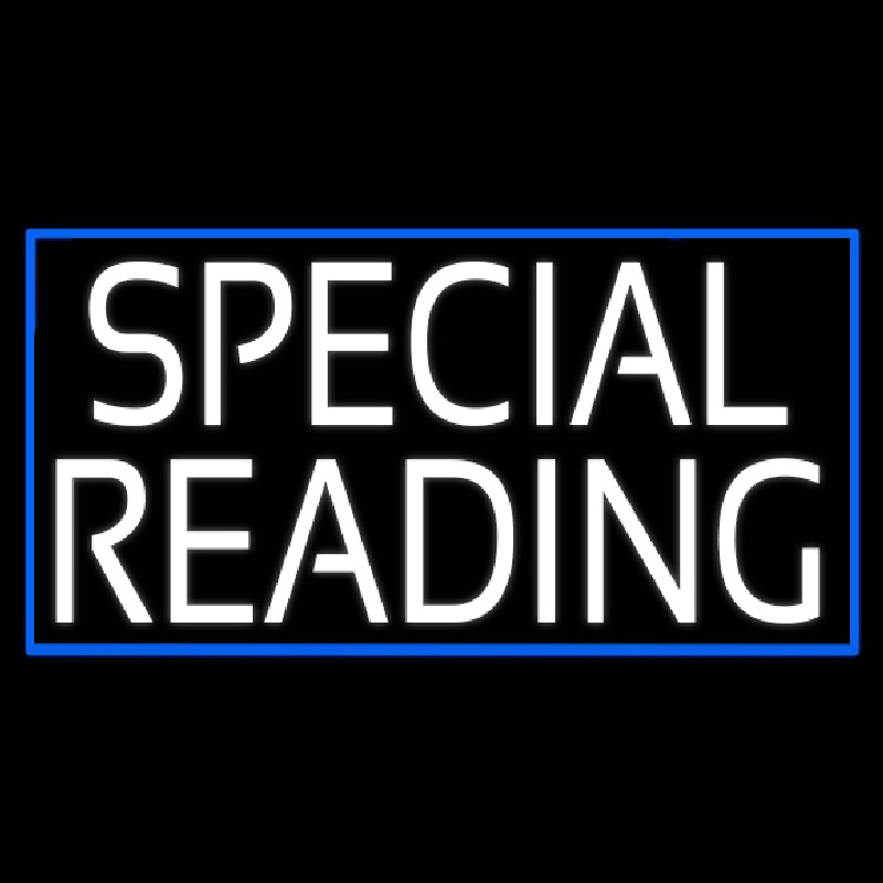 White Special Reading Blue Border Neonkyltti