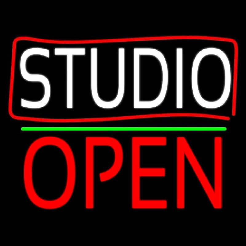 White Studio With Border Open 1 Neonkyltti
