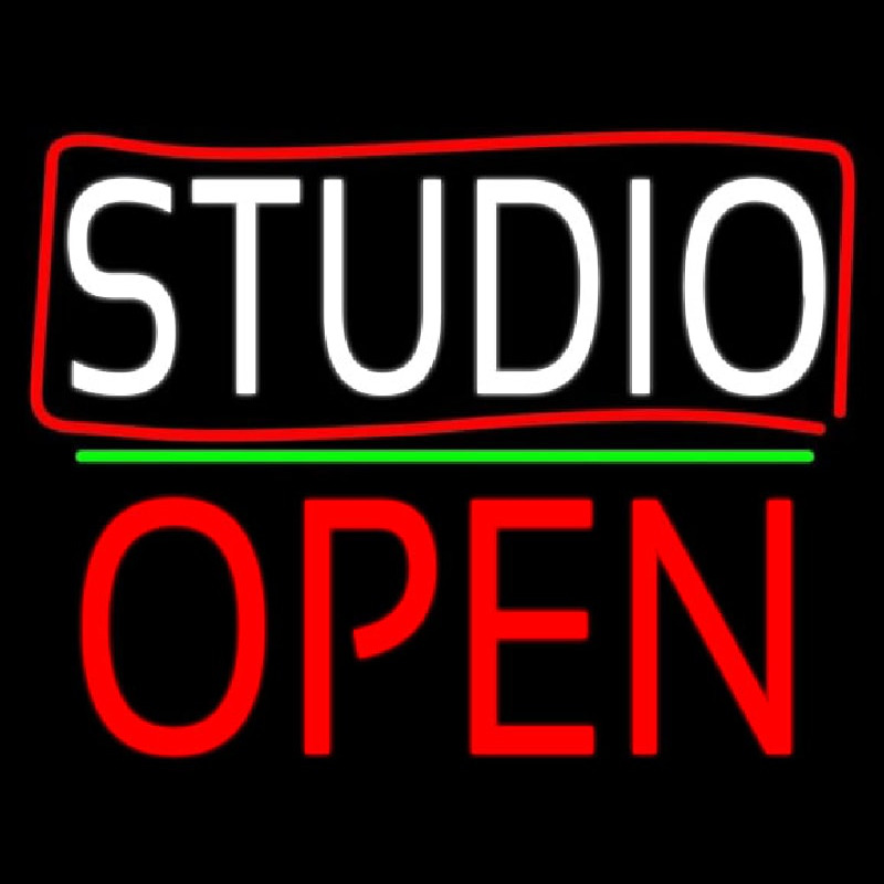 White Studio With Border Open 2 Neonkyltti
