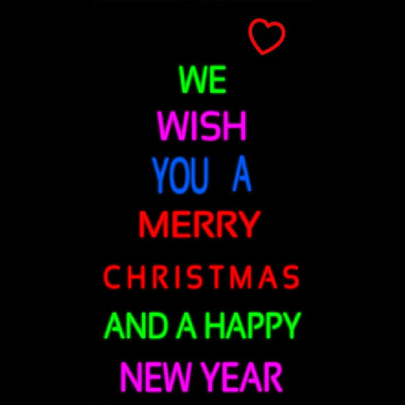 Wishing Merry Christmas Happy New Year Neonkyltti