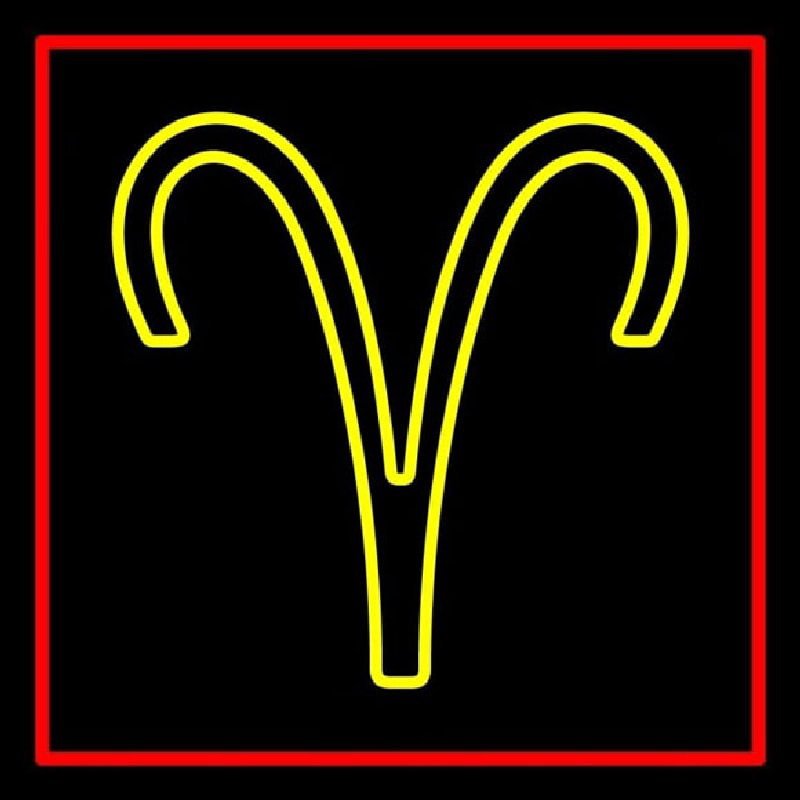 Yellow Aries Red Border Neonkyltti