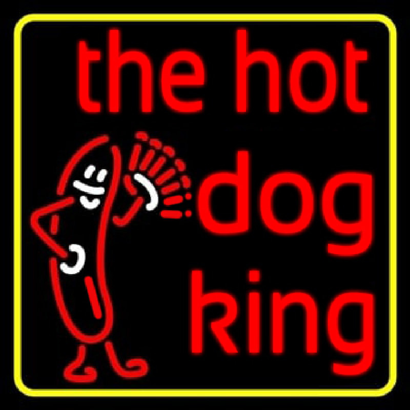 Yellow Border Red The Hot Dog King Neonkyltti