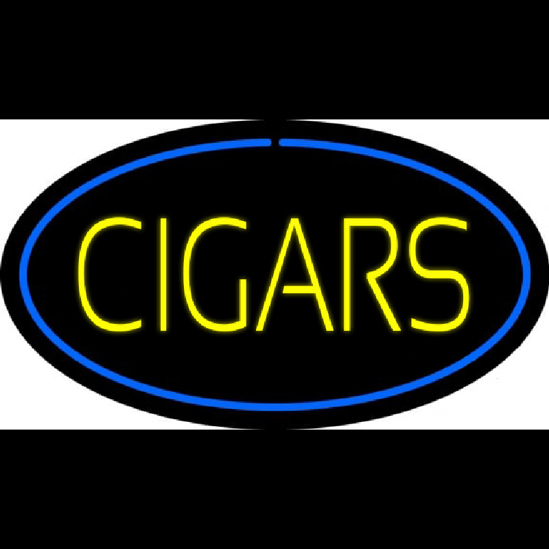 Yellow Cigars Blue Oval Neonkyltti