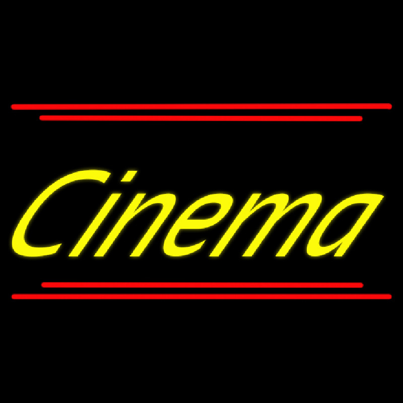 Yellow Cursive Cinema With Line Neonkyltti