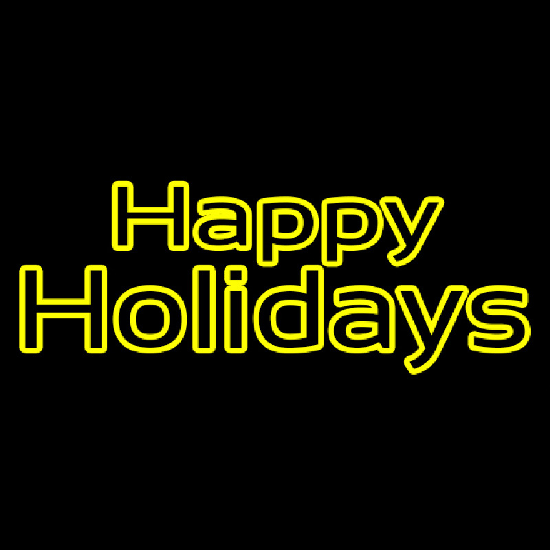 Yellow Double Stroke Happy Holidays Neonkyltti