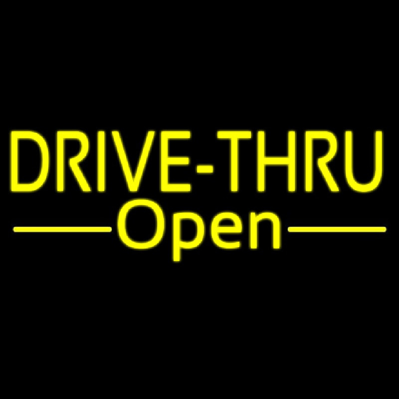 Yellow Drive Thru Open Neonkyltti