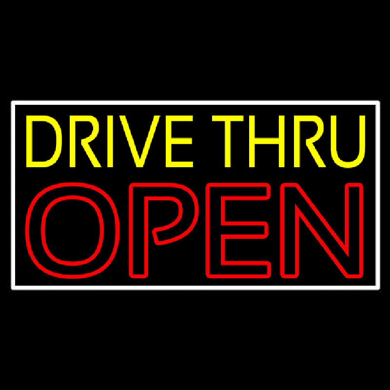 Yellow Drive Thru Open Red Neonkyltti