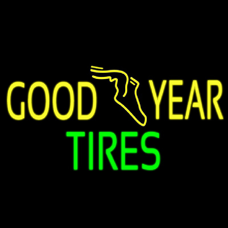 Yellow Goodyear Tires Neonkyltti