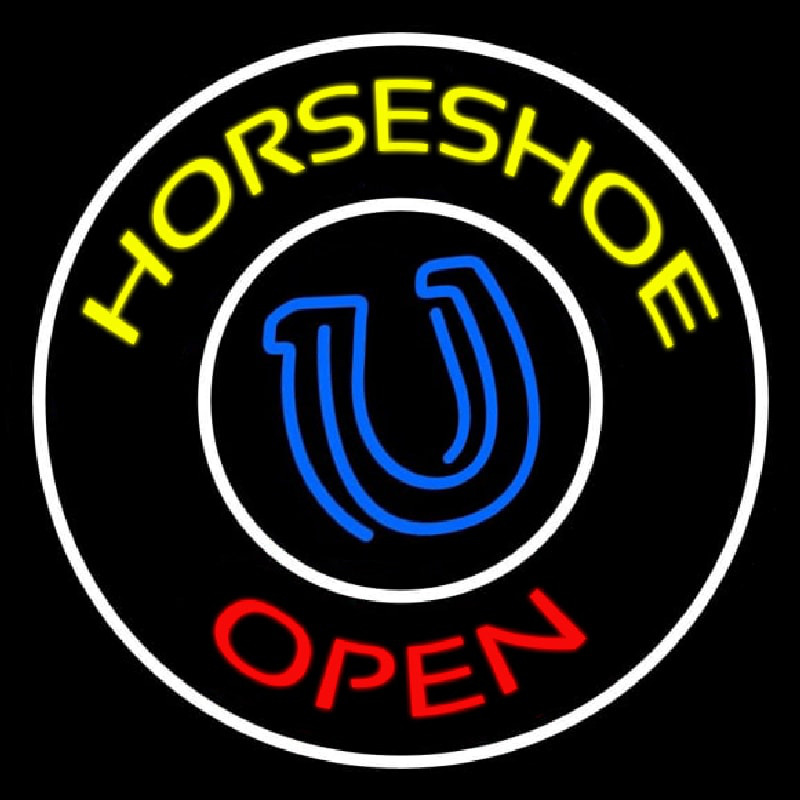 Yellow Horseshoe Open Neonkyltti