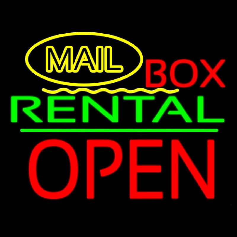 Yellow Mail Block Bo  Rental Open 1 Neonkyltti