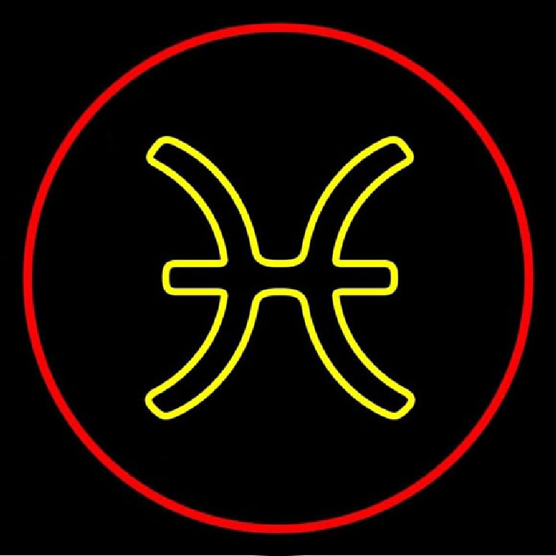 Yellow Pisces Red Border Neonkyltti