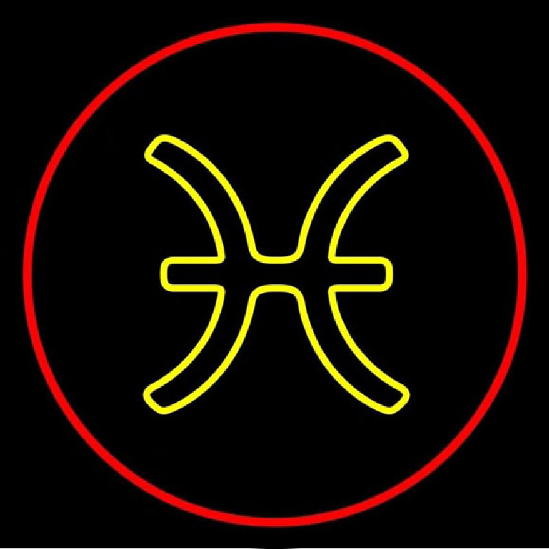 Yellow Pisces Red Border Neonkyltti