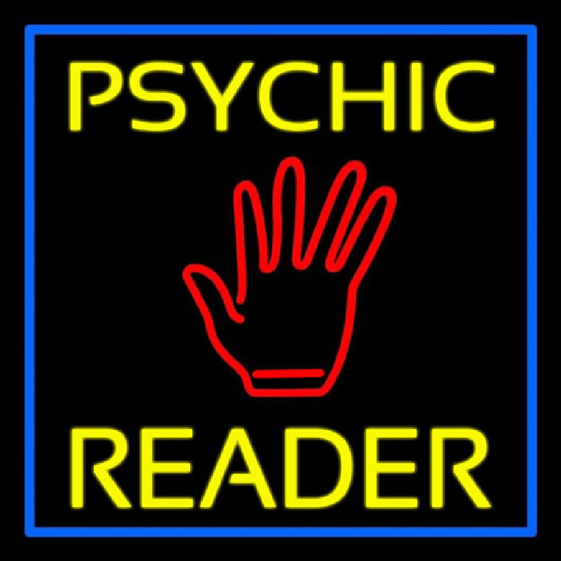 Yellow Psychic Reader Blue Border Neonkyltti