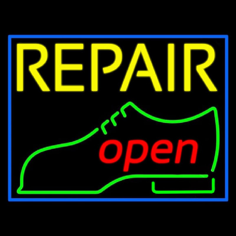 Yellow Repair Shoe Logo Open Neonkyltti