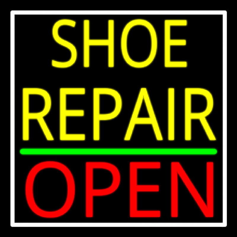 Yellow Shoe Repair Open With Border Neonkyltti