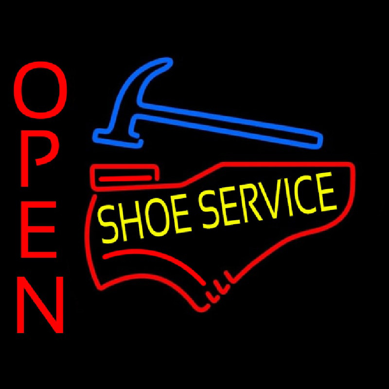 Yellow Shoe Service Open Neonkyltti