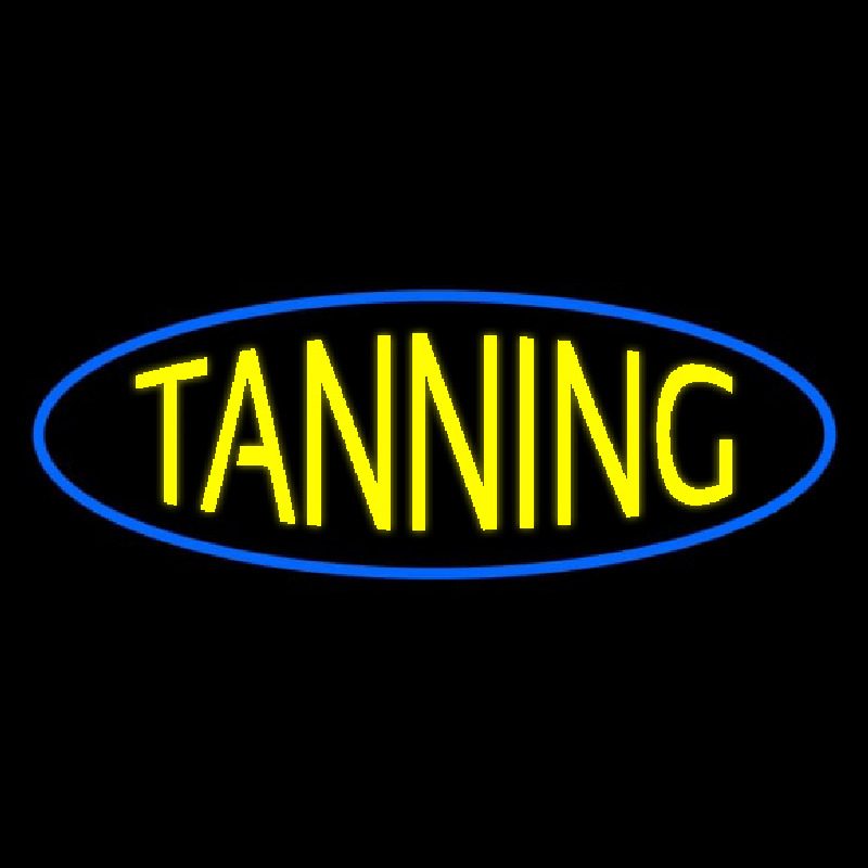 Yellow Tanning Blue Oval Neonkyltti