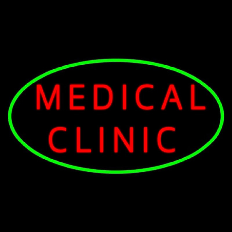 Red Medical Clinic Oval Green Neonkyltti