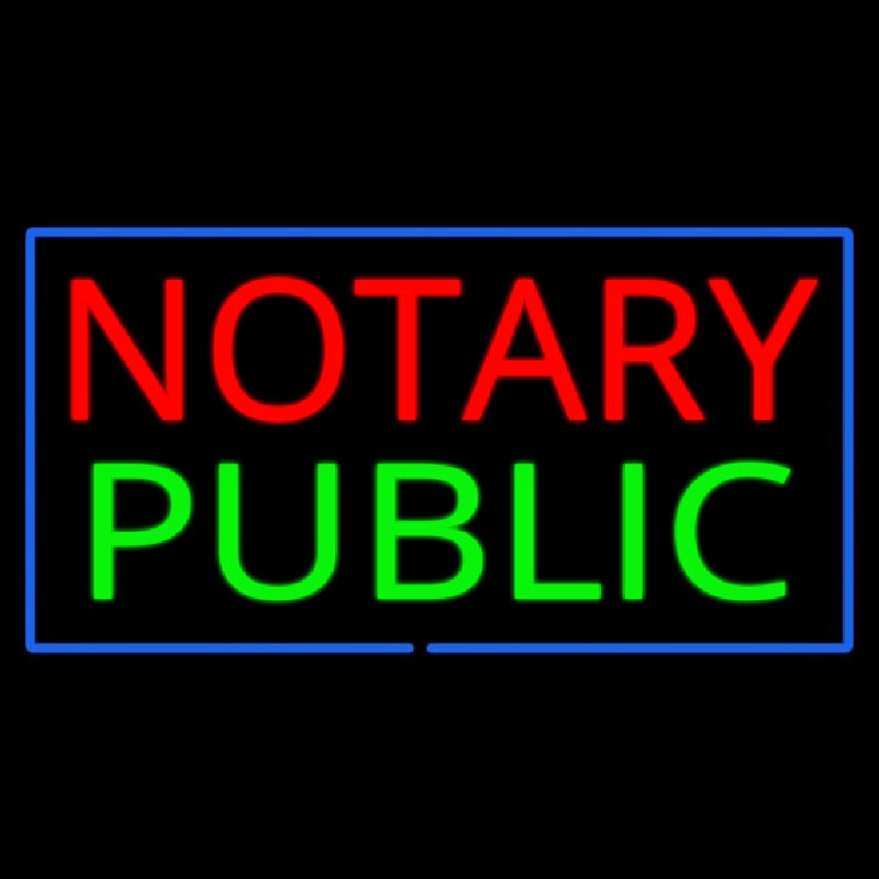 Notary Public Blue Border Neonkyltti