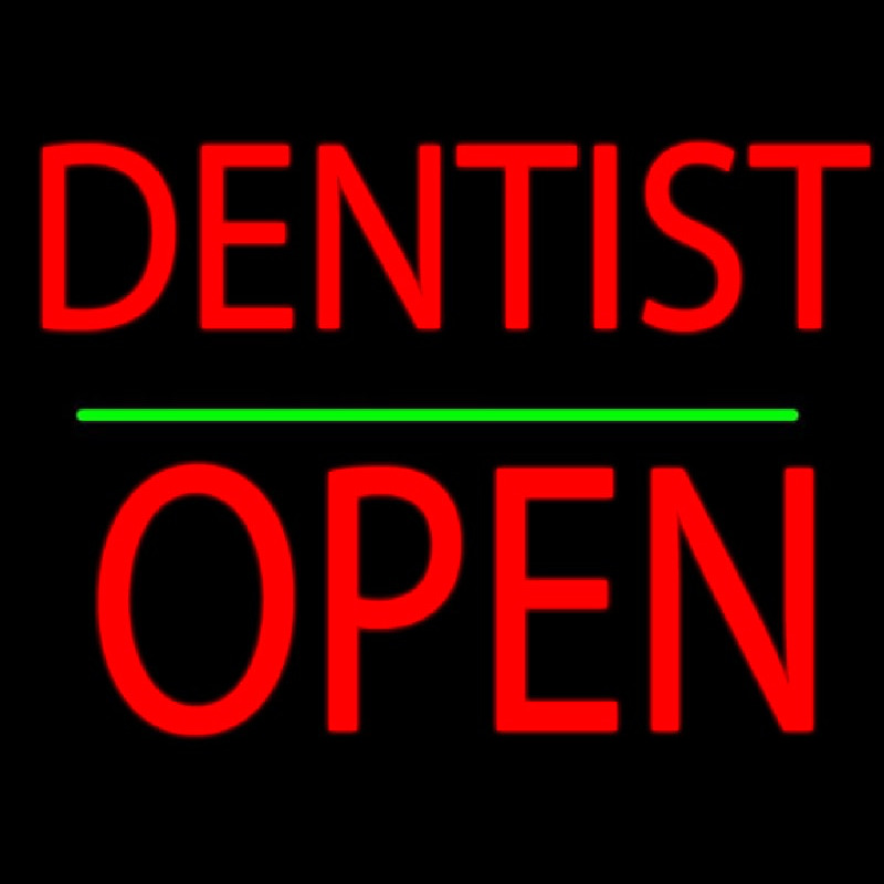 Dentist Block Open Green Line Neonkyltti