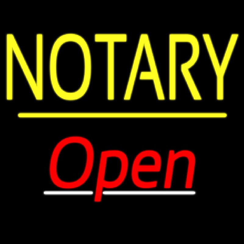 Notary Open Yellow Line Neonkyltti