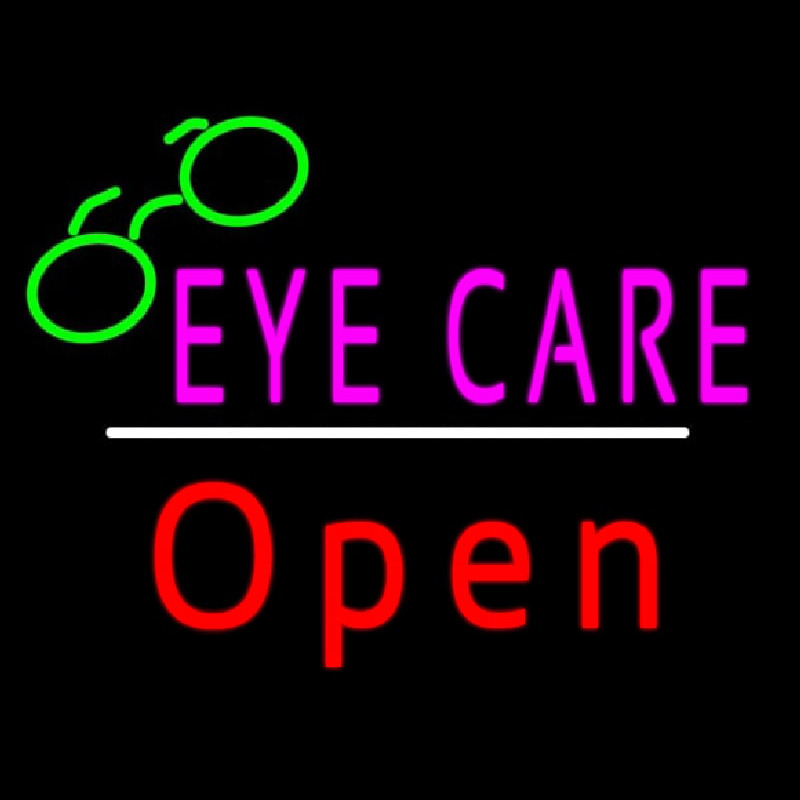 Eye Care Logo Red Open White Line Neonkyltti