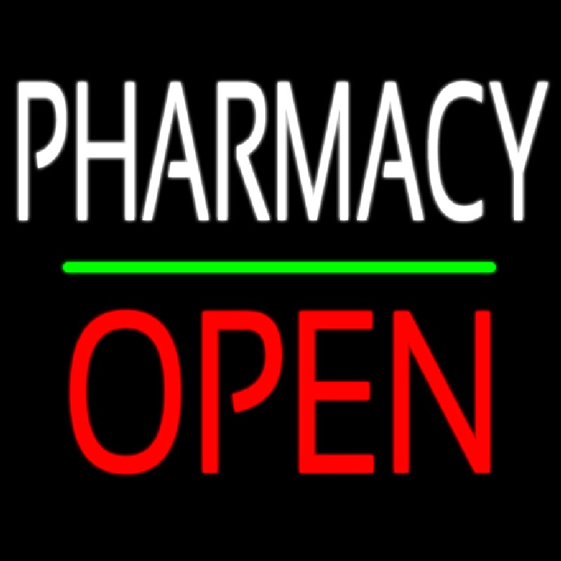 Pharmacy Block Open Green Line Neonkyltti