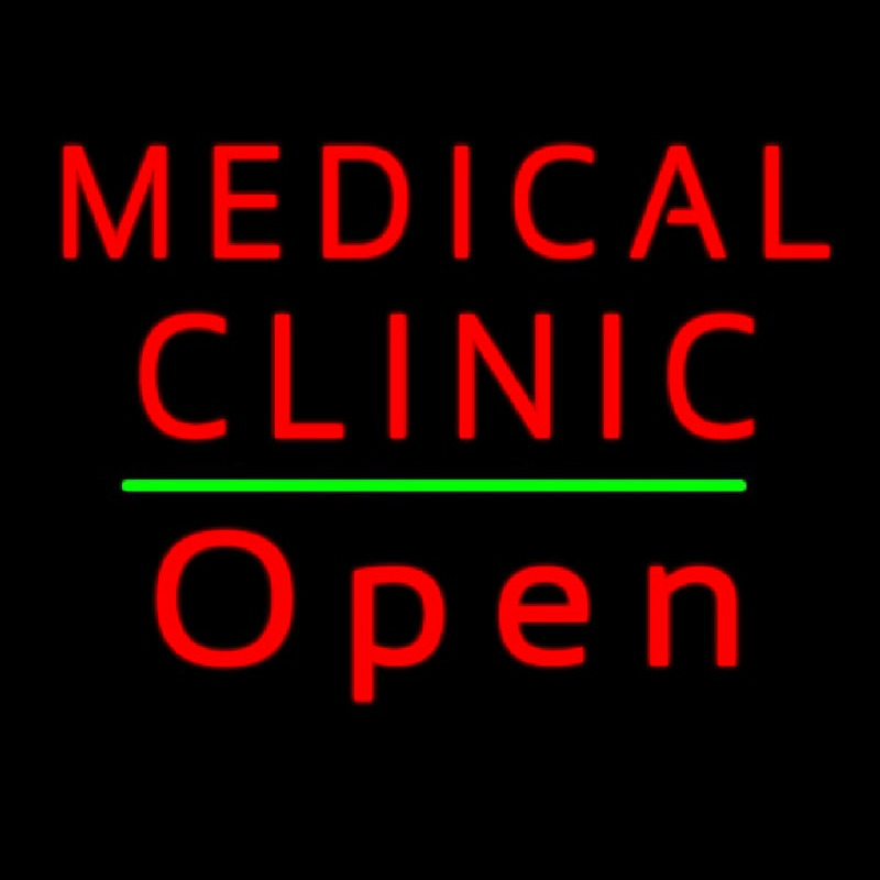 Red Medical Clinic Open Green Line Neonkyltti