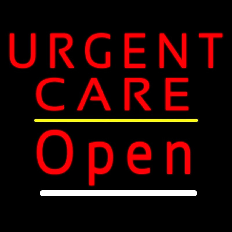 Urgent Care Open Yellow Line Neonkyltti