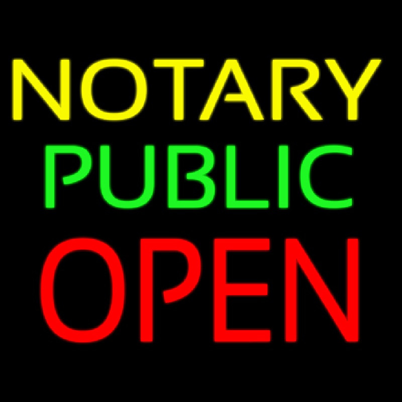 Yellow Notary Public Open Neonkyltti