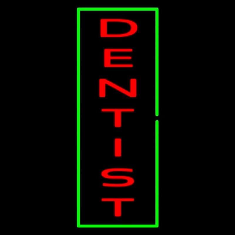 Vertical Red Dentist Green Border Neonkyltti