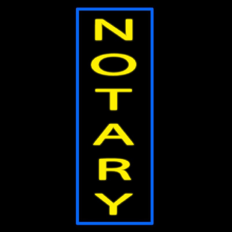 Vertical Yellow Notary Blue Border Neonkyltti