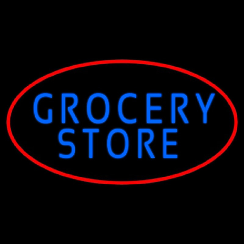 Blue Grocery Store With Red Oval Neonkyltti