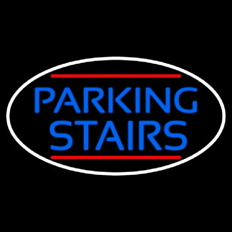 Blue Parking Stairs Oval With White Border Neonkyltti