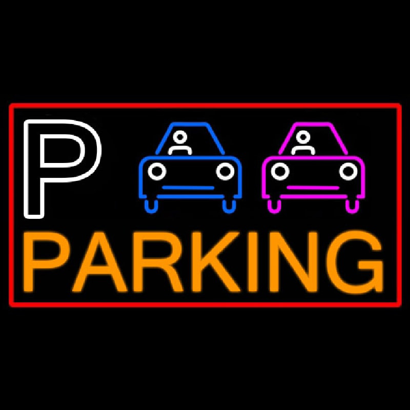 P And Car Parking With Red Border Neonkyltti