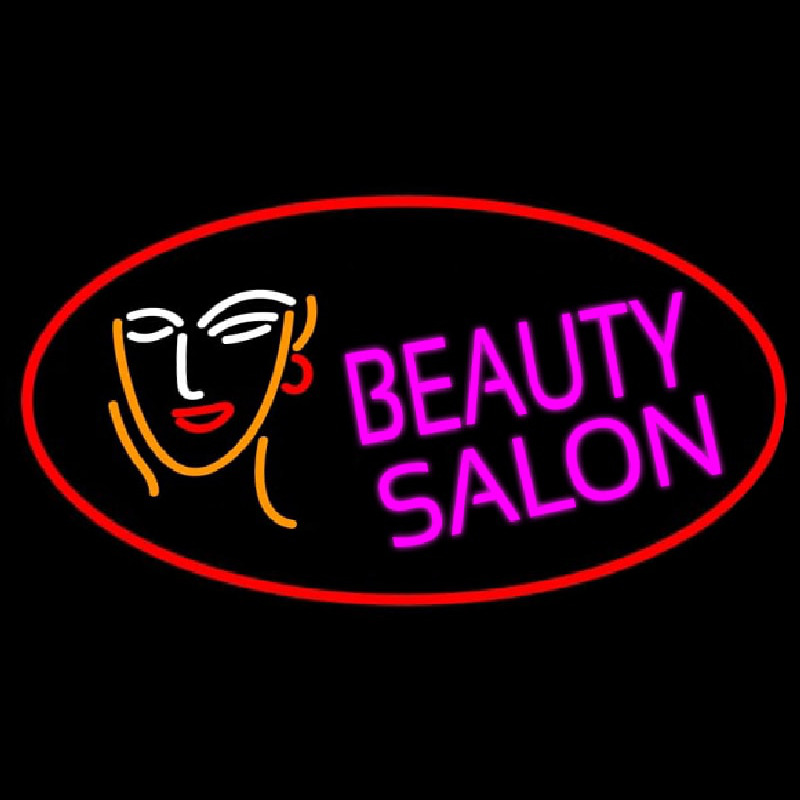 Red Beauty Salon With Girl Neonkyltti