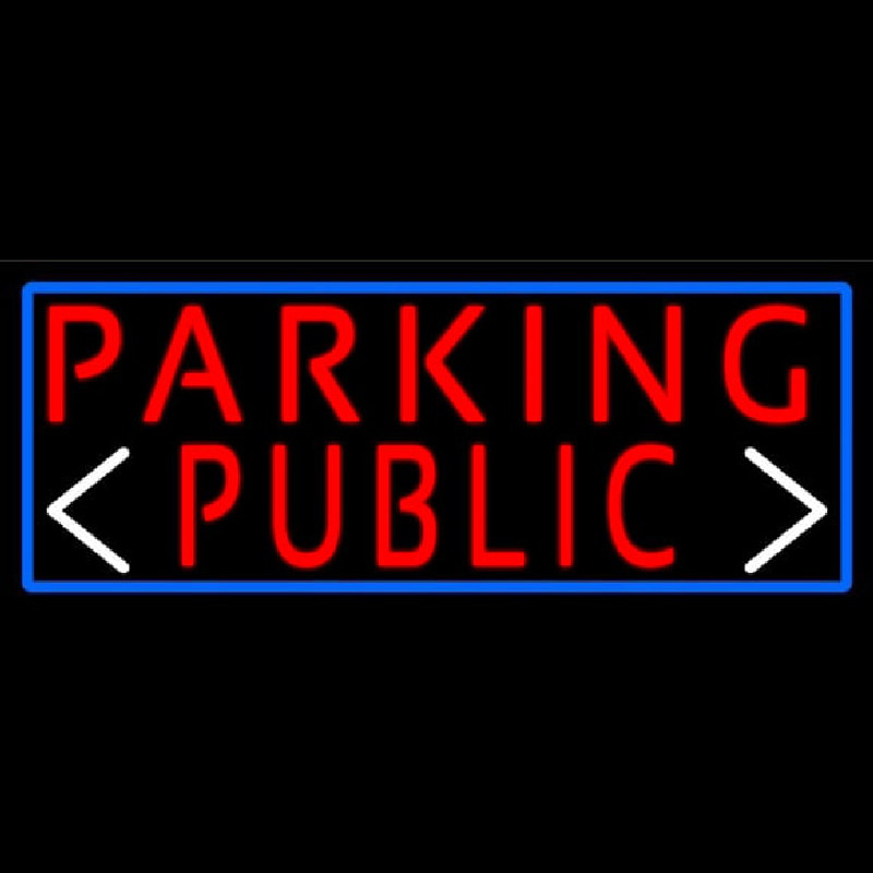 Red Public Parking And Arrow With Blue Border Neonkyltti