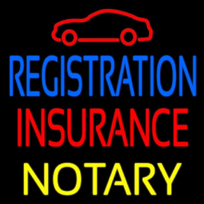 Registration Insurance Notary With Car Logo Neonkyltti