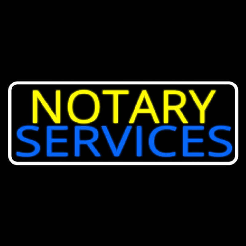 Notary Services With White Border Neonkyltti