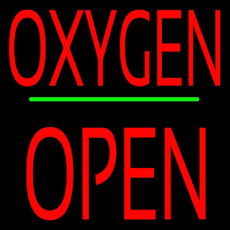 O ygen Block Open Green Line Neonkyltti