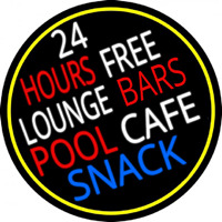 24 Hours Free Lounge Bars Pool Cafe Snack Oval With Border Neonkyltti