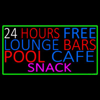 24 Hours Free Lounge Bars Pool Cafe Snack With Green Border Neonkyltti