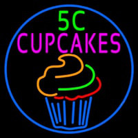 5c Cupcakes In Blue Round Neonkyltti