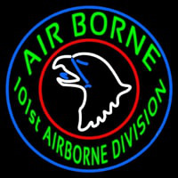 Airborne With Blue Round Neonkyltti
