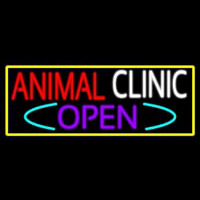 Animal Clinic Open With Yellow Border Neonkyltti