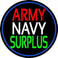 Army Navy Surplus Blue Round Neonkyltti