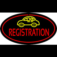 Auto Registration Oval Red Neonkyltti